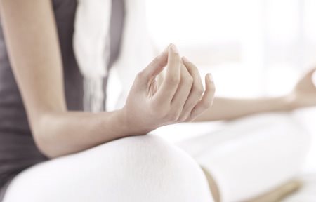 Woman doing yoga.